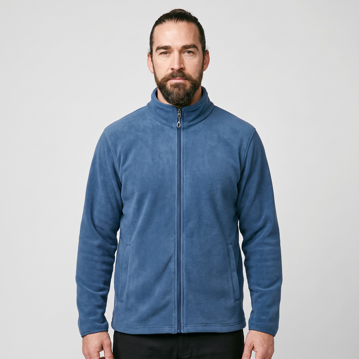 Men's Full Zip Fleece Jacket with Stand Collar