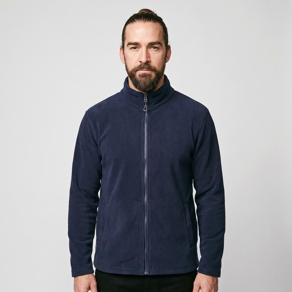 Men's Full Zip Fleece Jacket with Stand Collar