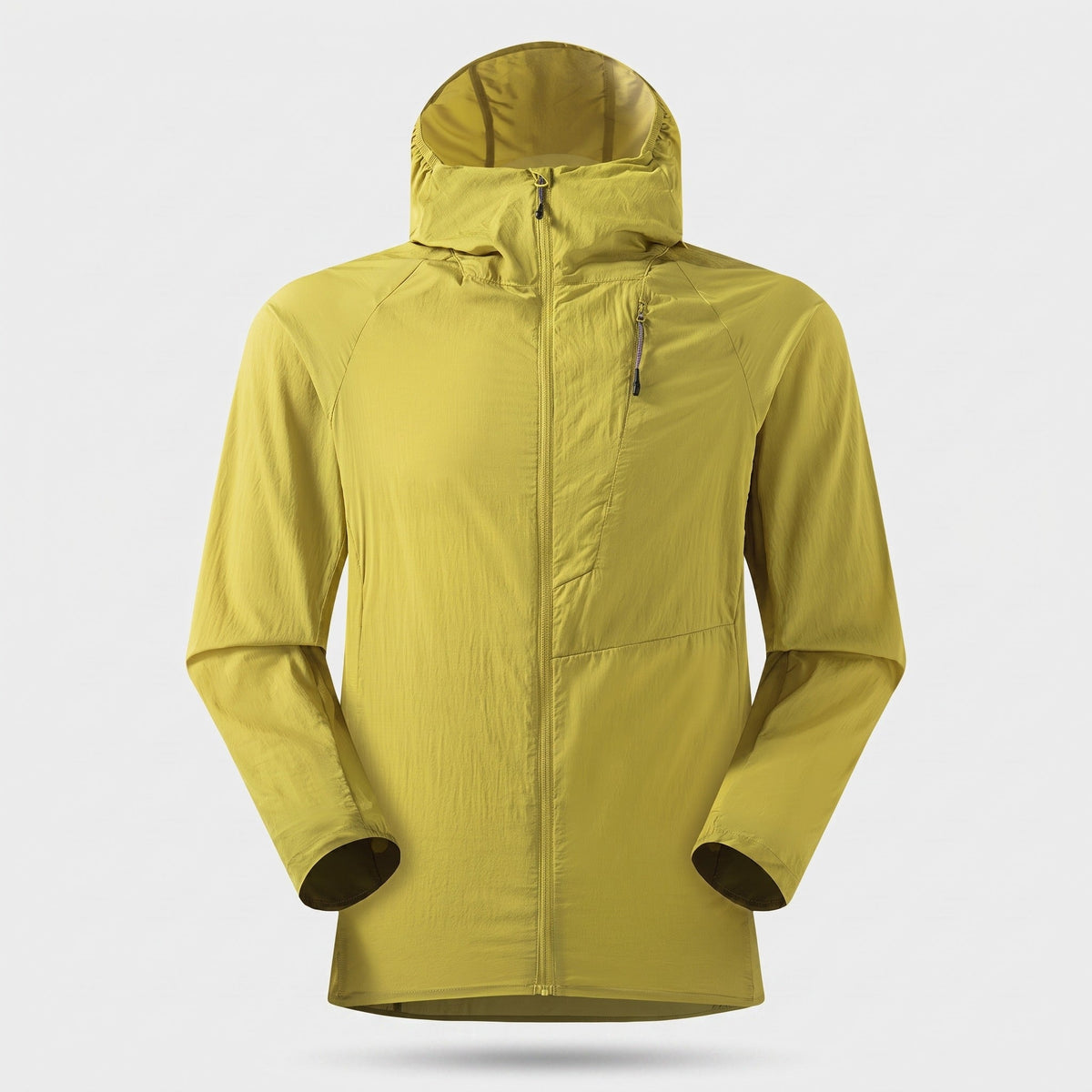 Men's Packable Hooded Windbreaker Jacket with Chest Pocket