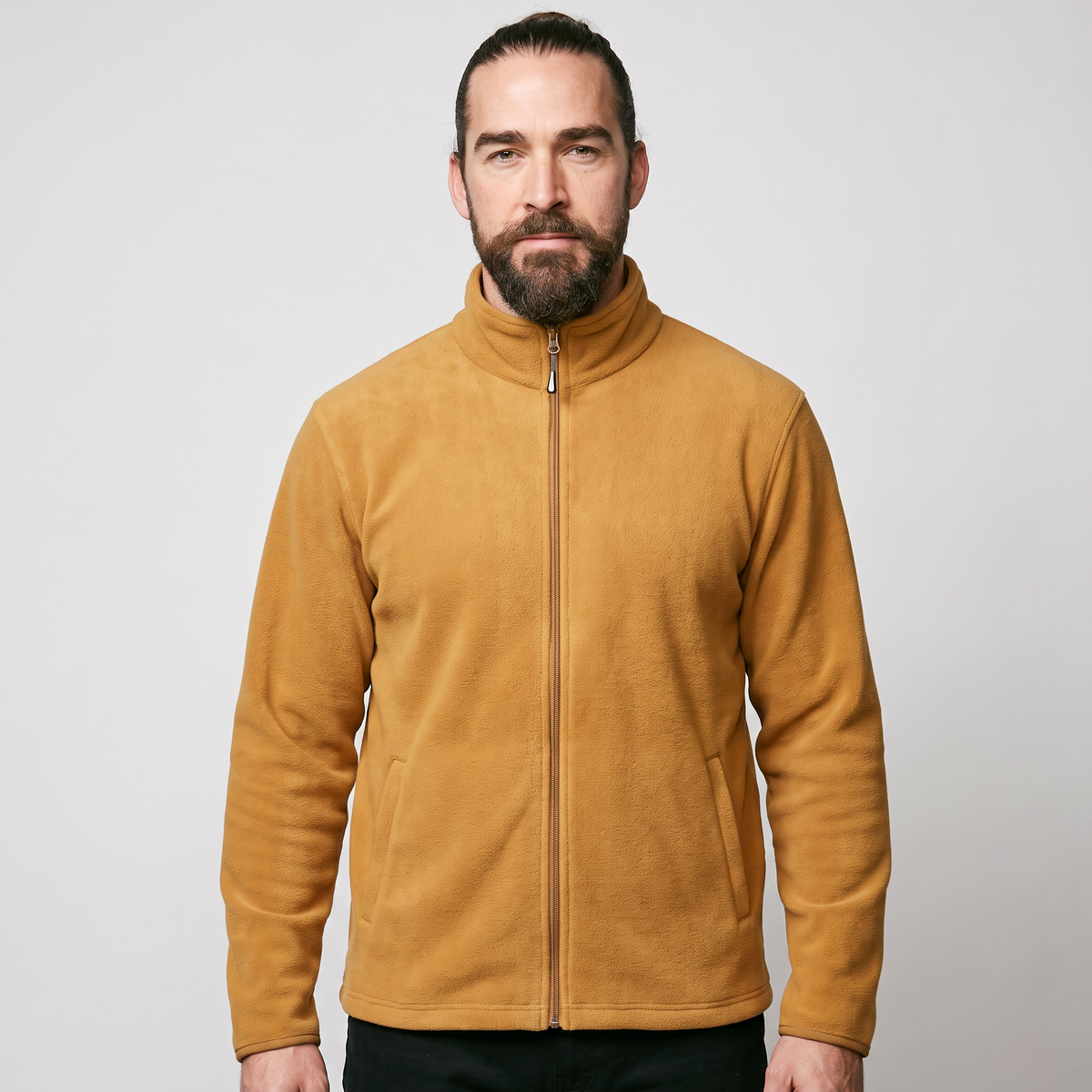 Men's Full Zip Fleece Jacket with Stand Collar