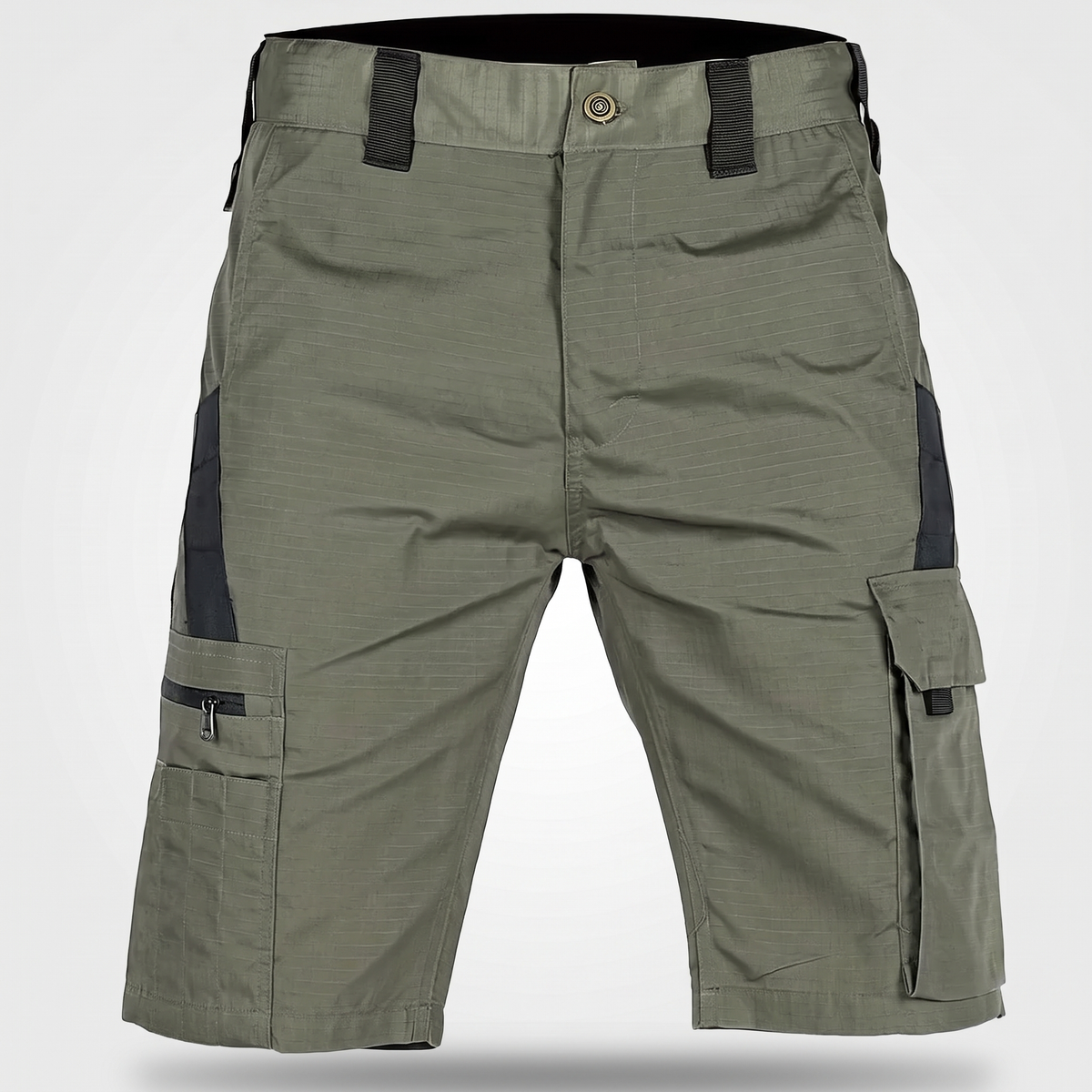 Men's Ripstop Cargo Shorts With Zip Security Pocket And Webbing Belt Loops