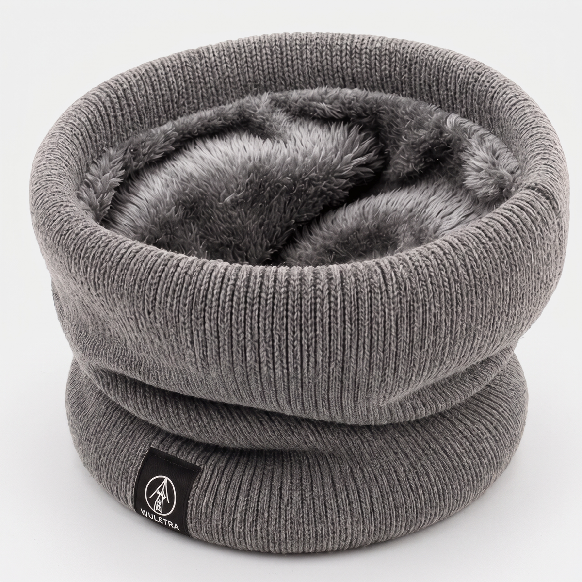 Men's Plush Lined Ribbed Knit Snood Neck Warmer