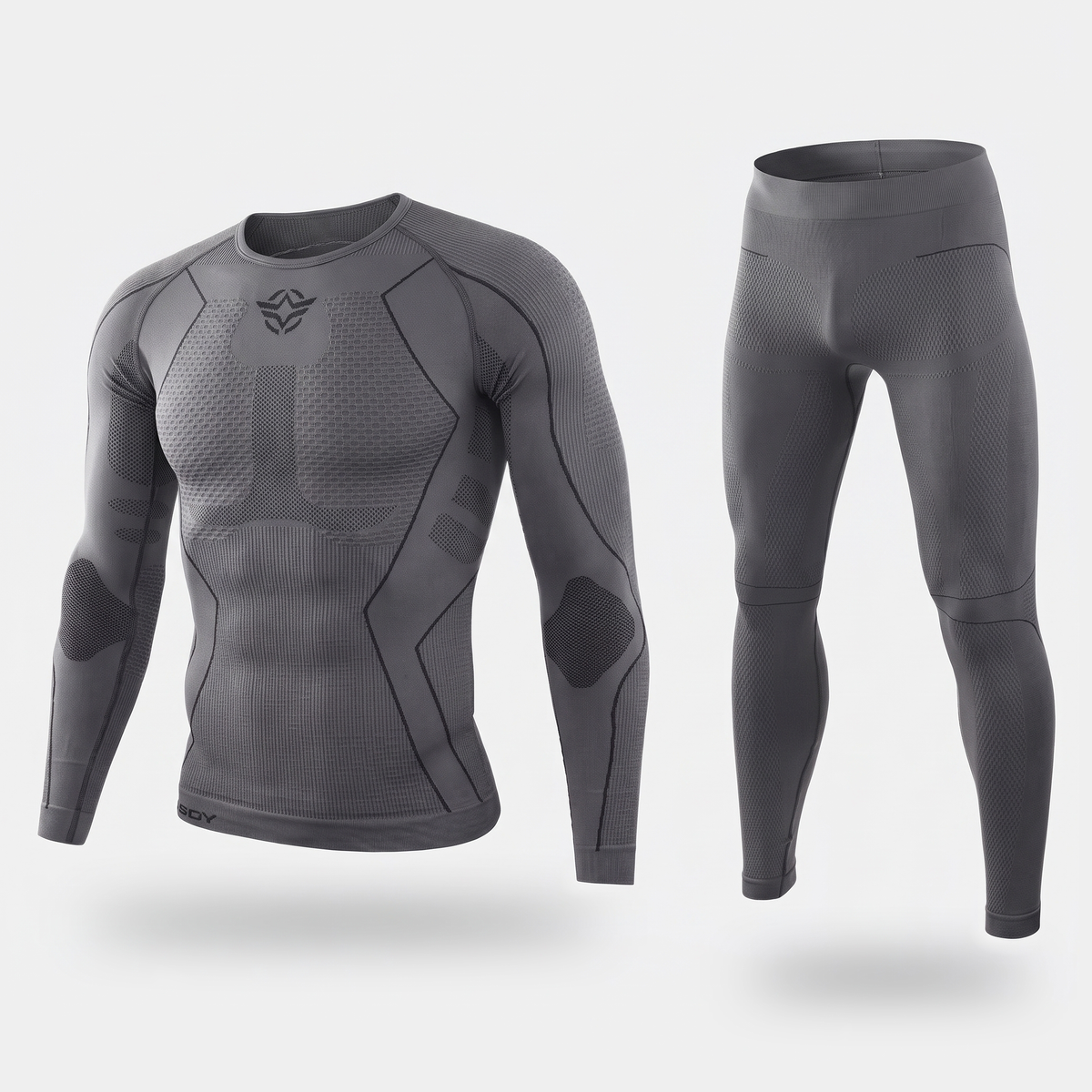 Men's Ski Base Layer Set With Long Sleeve Top And Seamless Knit Leggings