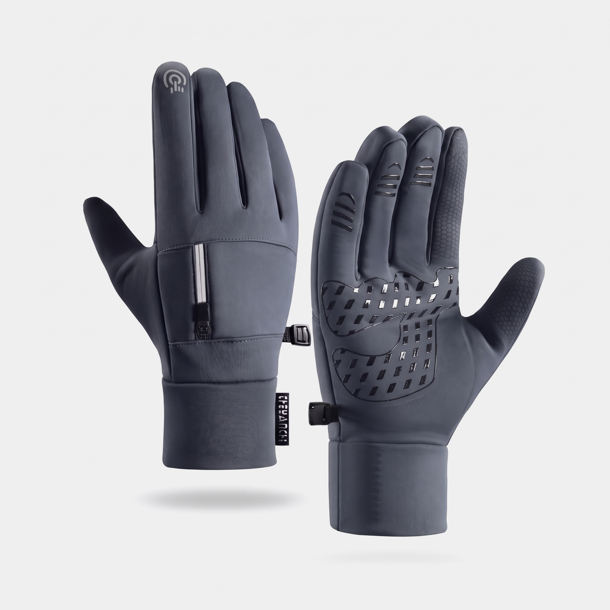 Men's Touchscreen Running Gloves with Zip Pocket and Grip Palm