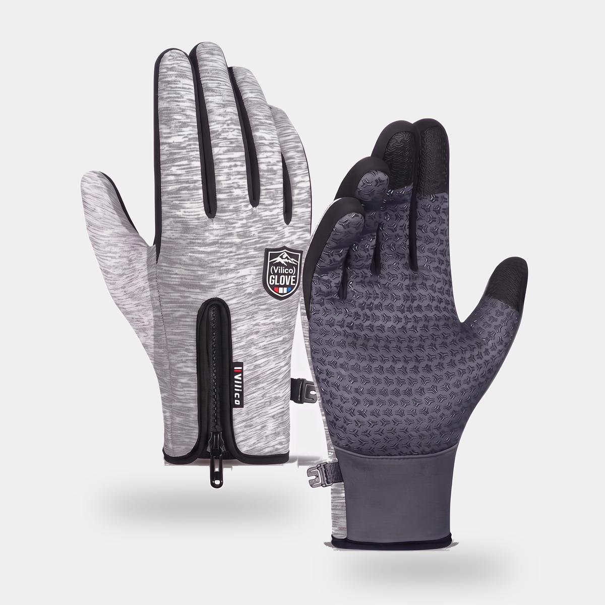 Men's Touchscreen Cycling Gloves with Zip Cuff and Grip Palm