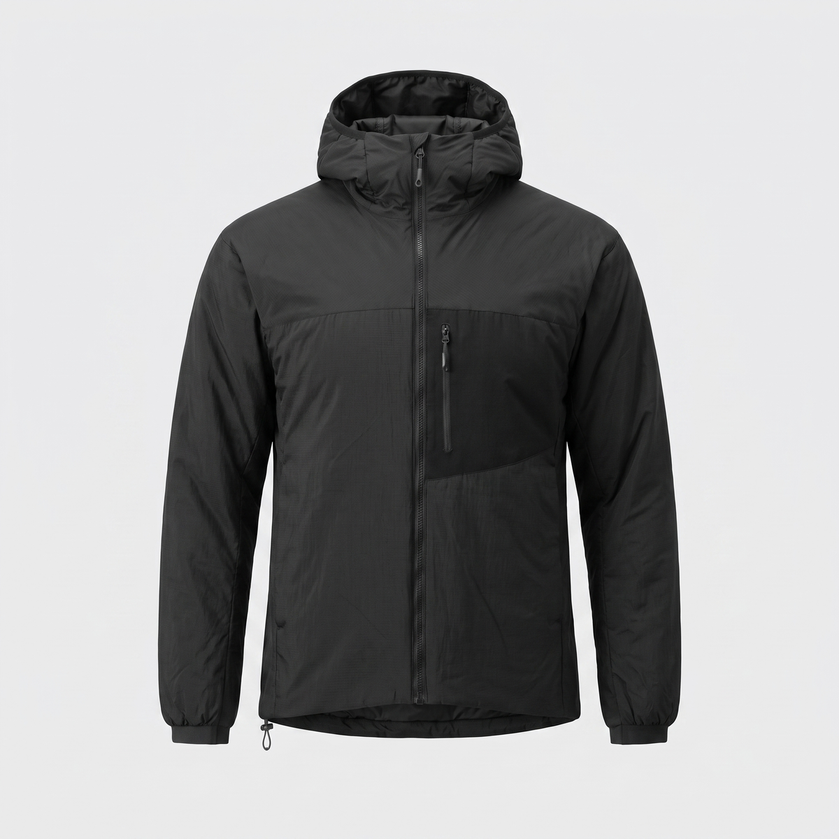 Men's Lightweight Insulated Hooded Jacket with Zip Chest Pocket