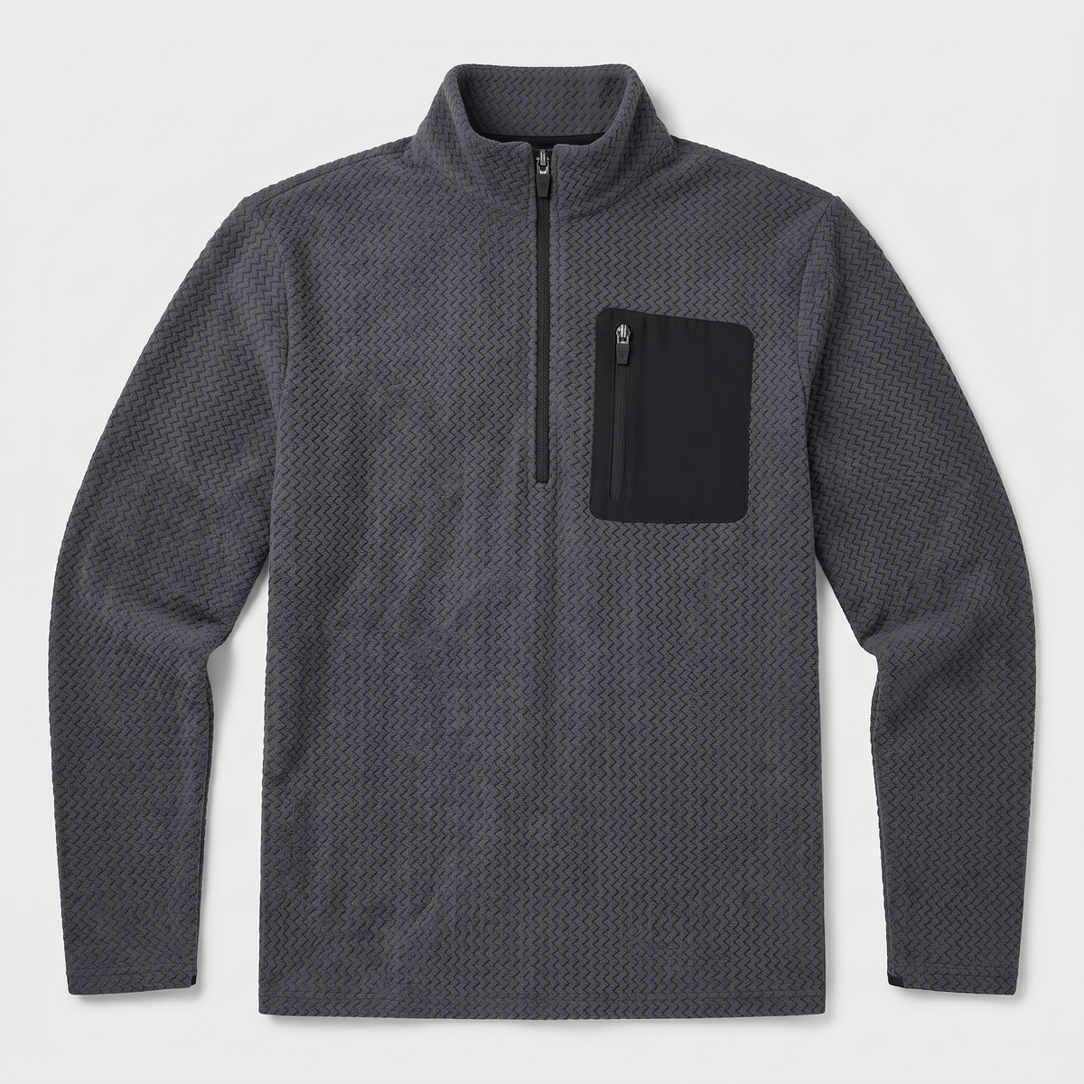 Men's Quarter Zip Fleece Pullover with Zip Chest Pocket
