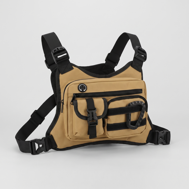 Men's Chest Harness Bag with Multi Pockets and Adjustable Straps