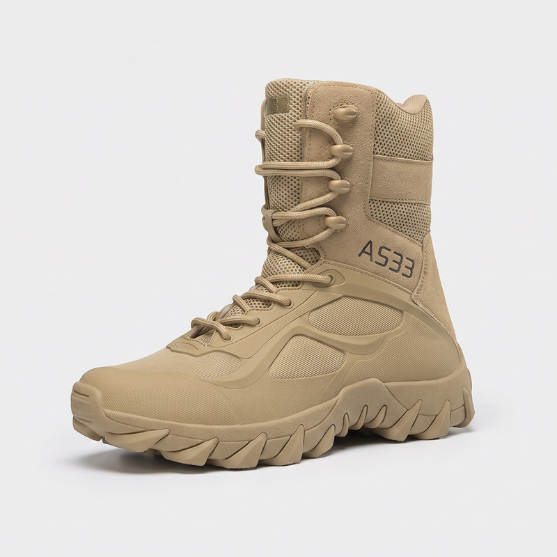 Men's High Top Zip Up Tactical Boots with Lugged Sole and Speed Hooks