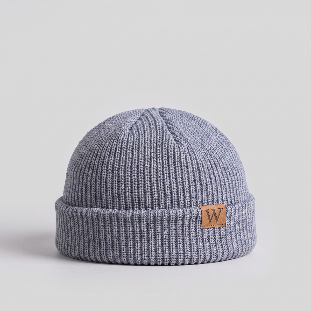 Men's Short Crown Ribbed Beanie with Deep Turned Cuff