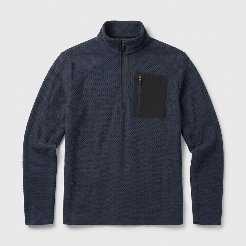 Men's Quarter Zip Fleece Pullover with Zip Chest Pocket