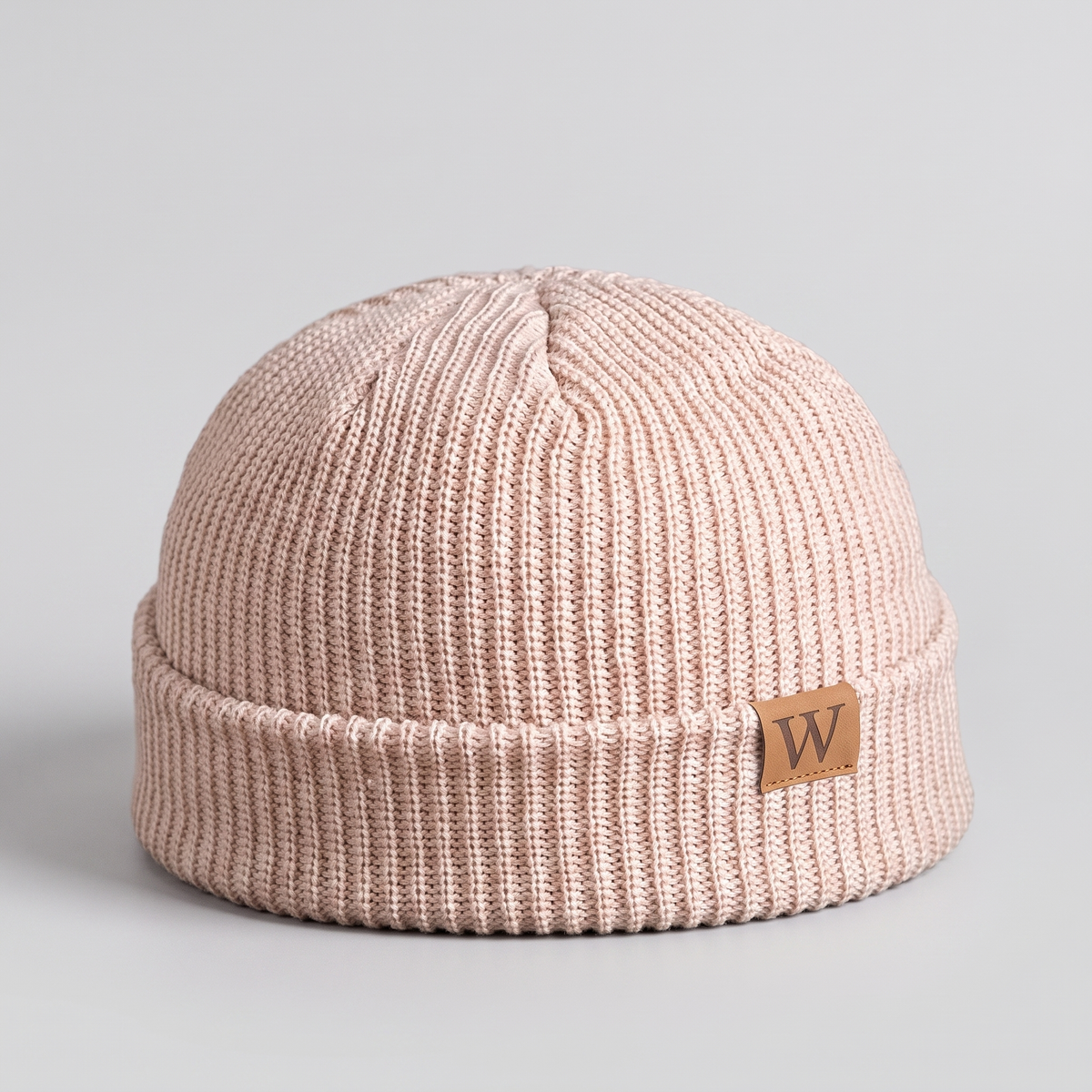 Men's Short Crown Ribbed Beanie with Deep Turned Cuff