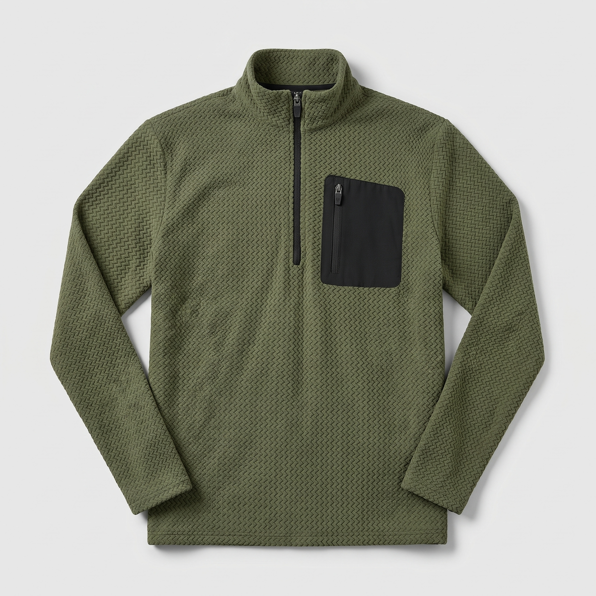 Men's Quarter Zip Fleece Pullover with Zip Chest Pocket
