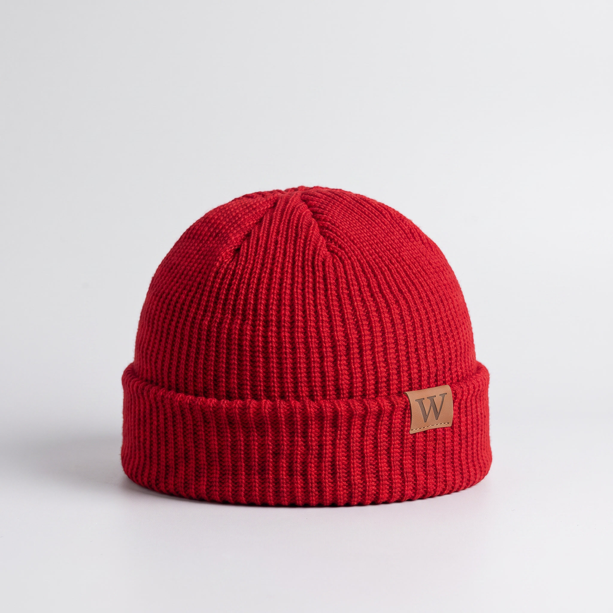 Men's Short Crown Ribbed Beanie with Deep Turned Cuff