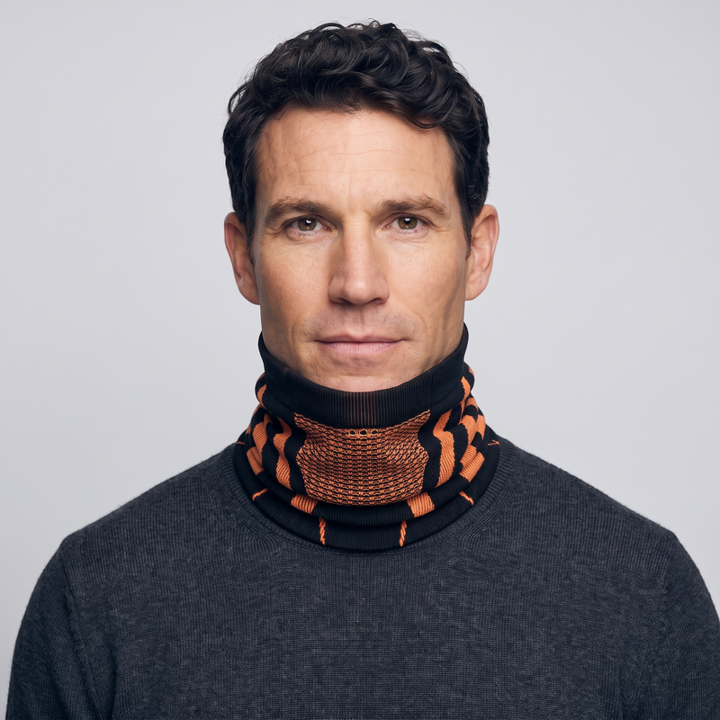 Men's Knitted Snood with Open Knit Honeycomb Panel