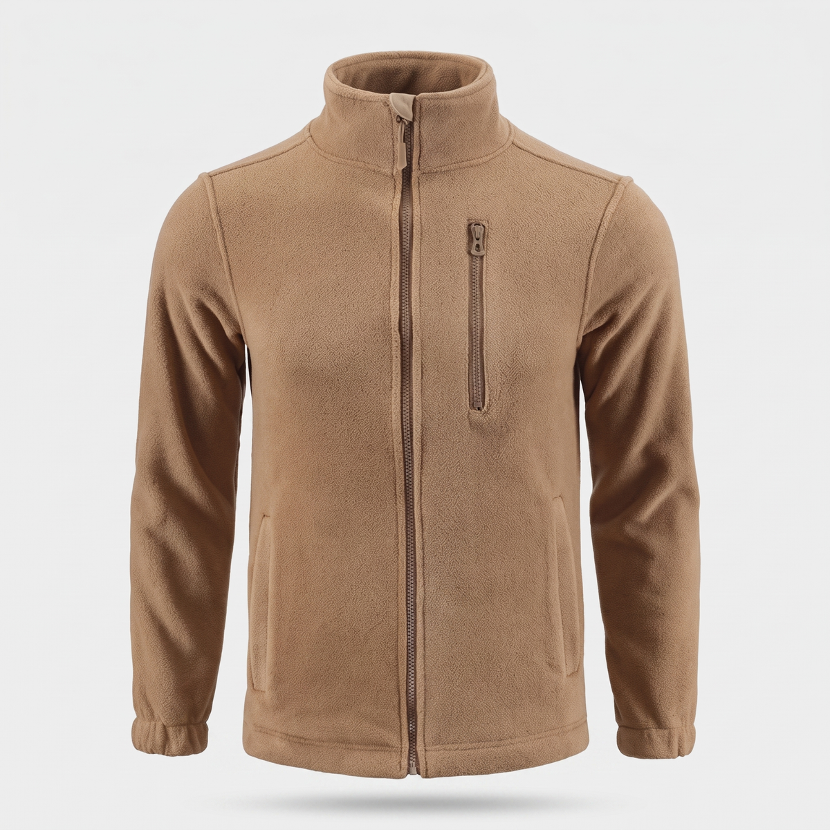 Men's Camo Fleece Jacket with Stand Up Collar and Zip Pockets