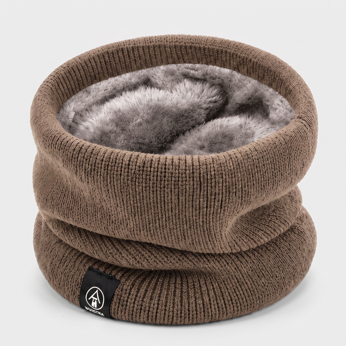 Men's Plush Lined Ribbed Knit Snood Neck Warmer