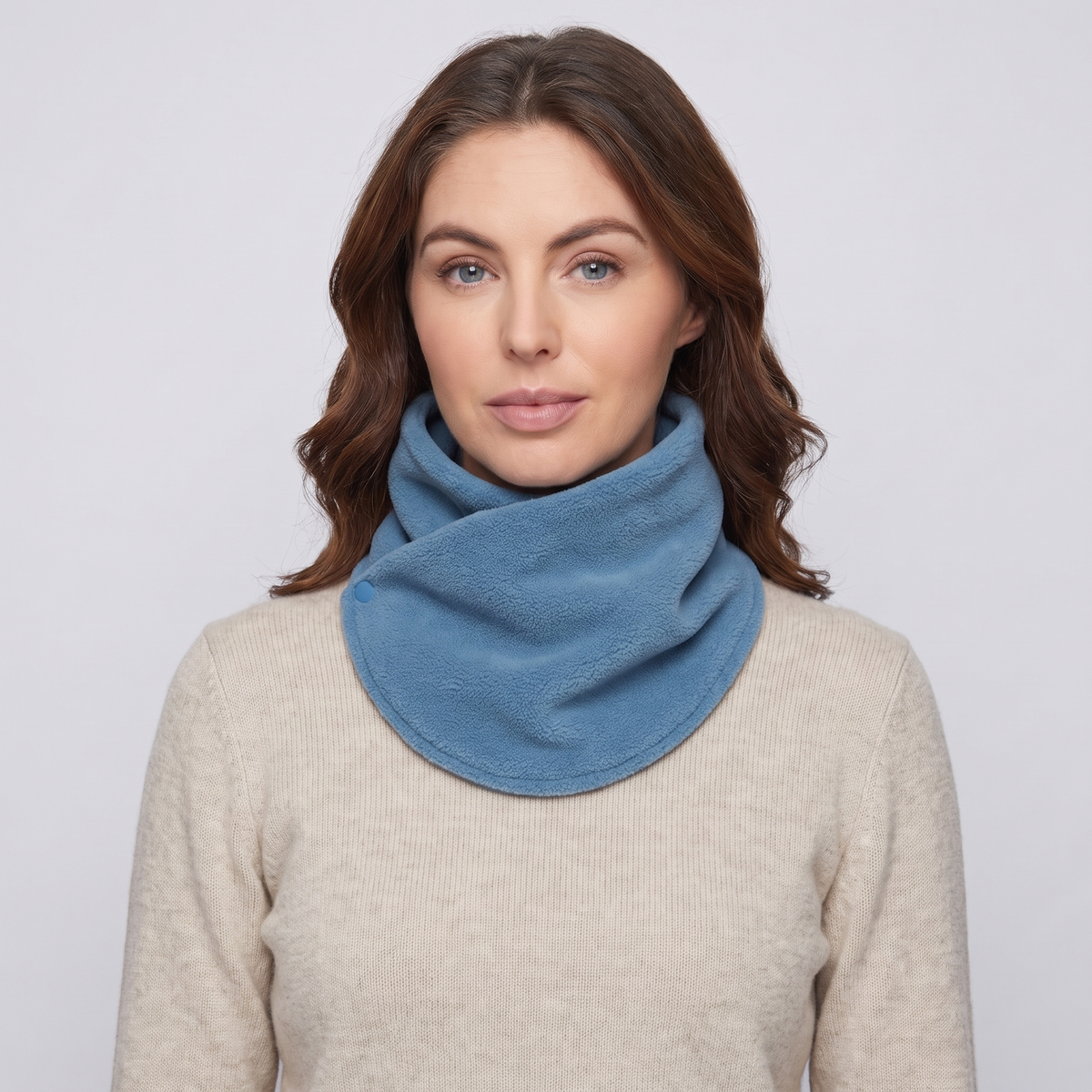 Women's Fleece Neck Warmer Snood with Popper Fastening
