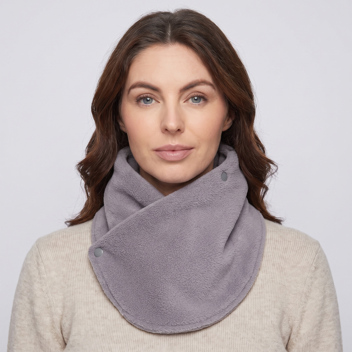 Women's Fleece Neck Warmer Snood with Popper Fastening