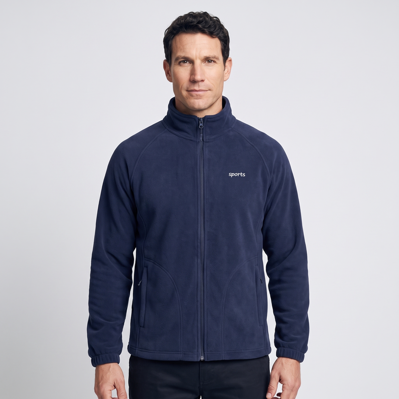 Men's Zip Up Fleece Jacket with Stand Collar