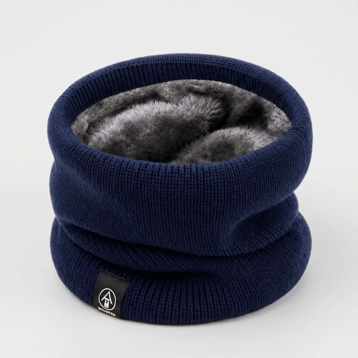 Men's Plush Lined Ribbed Knit Snood Neck Warmer