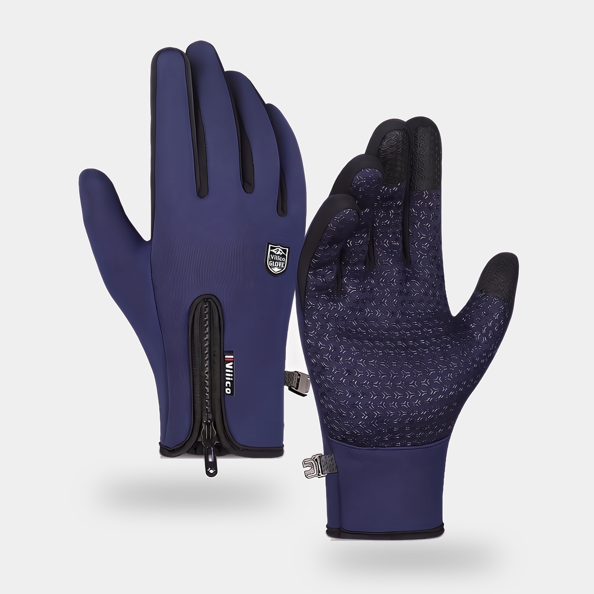 Men's Touchscreen Cycling Gloves with Zip Cuff and Grip Palm