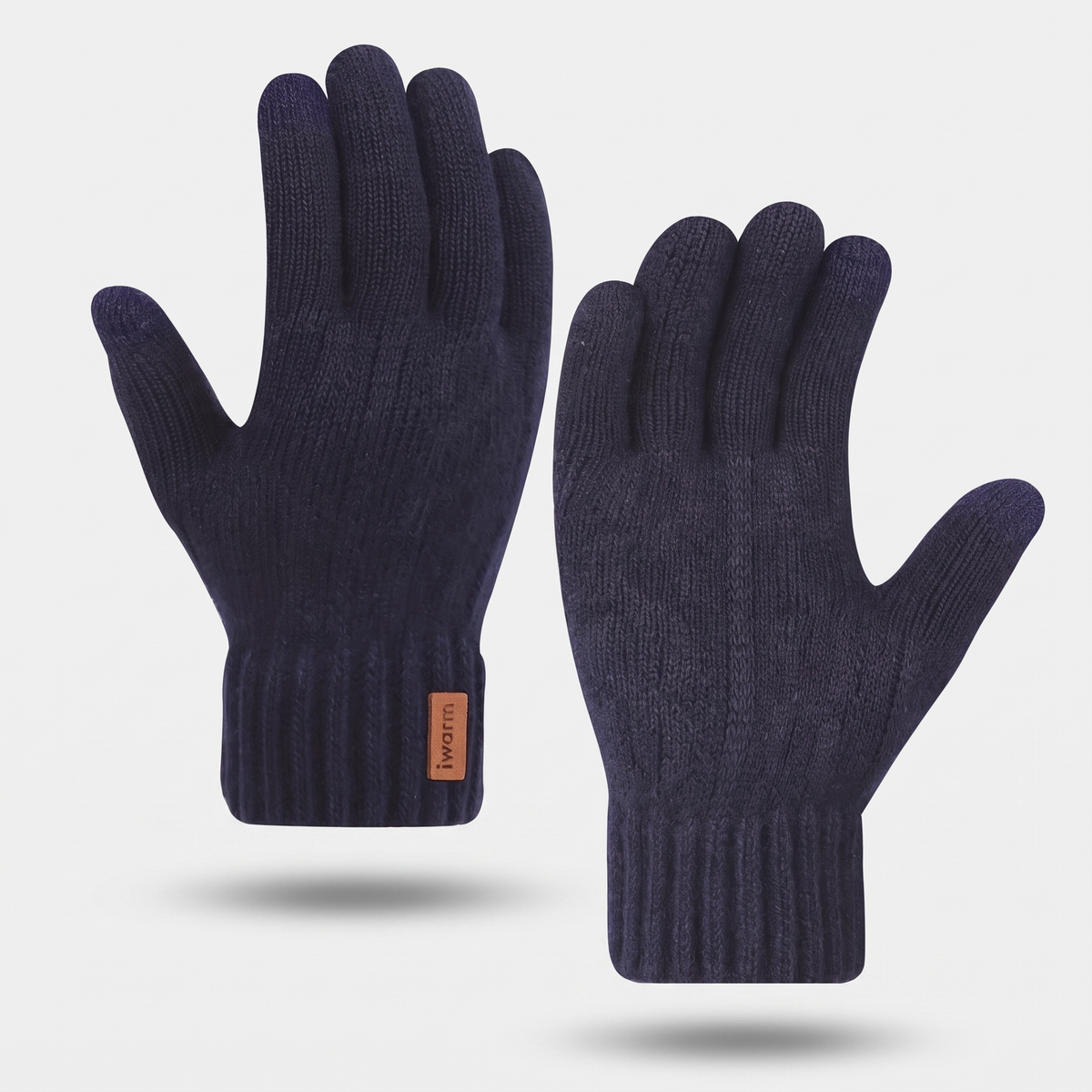 Men's Touchscreen Knitted Gloves with Deep Ribbed Cuff