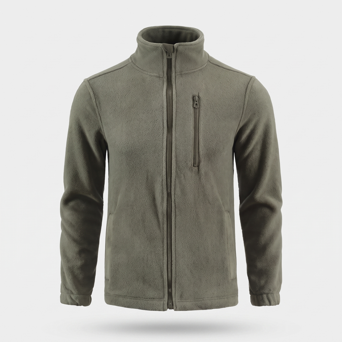 Men's Camo Fleece Jacket with Stand Collar and Zip Pockets