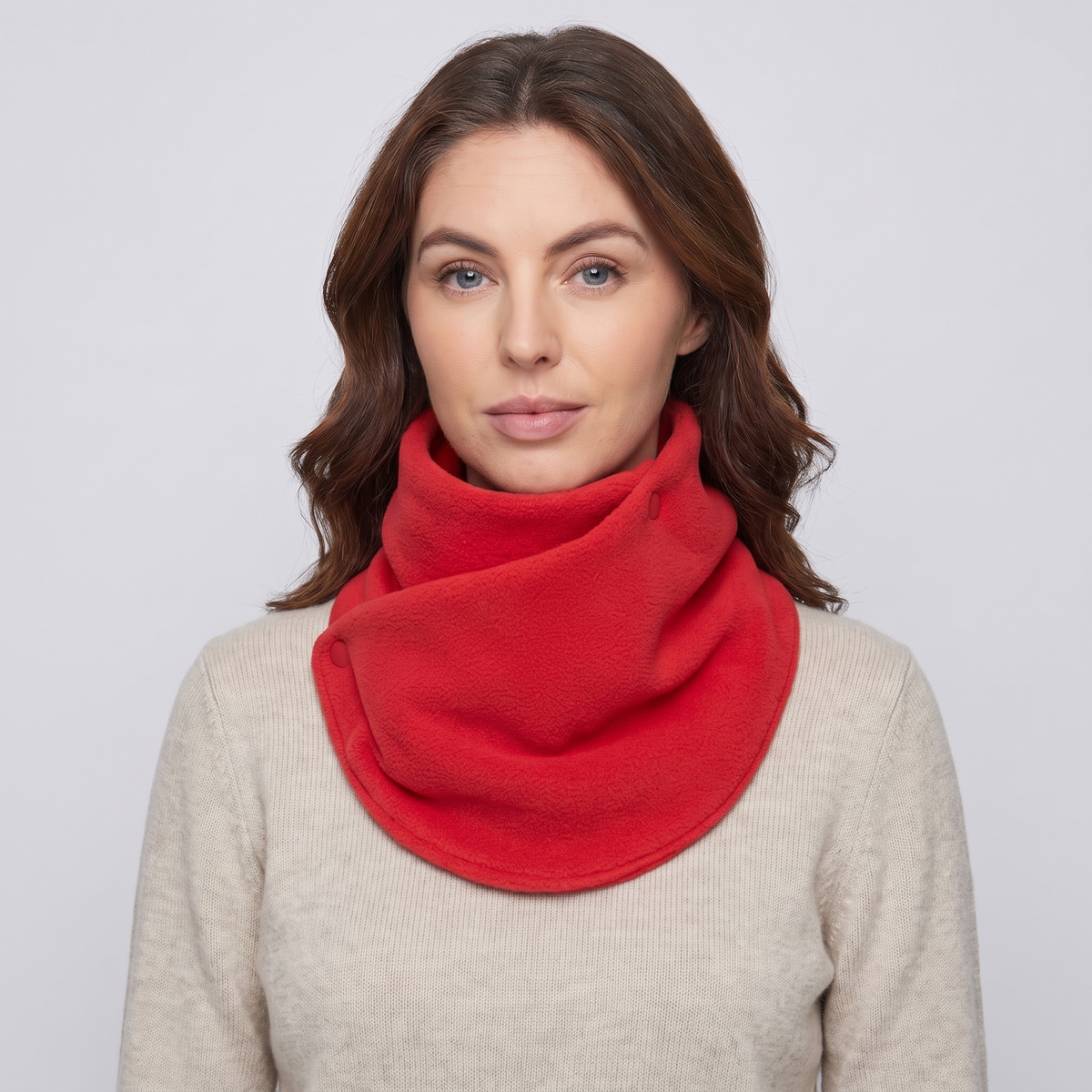 Women's Fleece Neck Warmer Snood with Popper Fastening