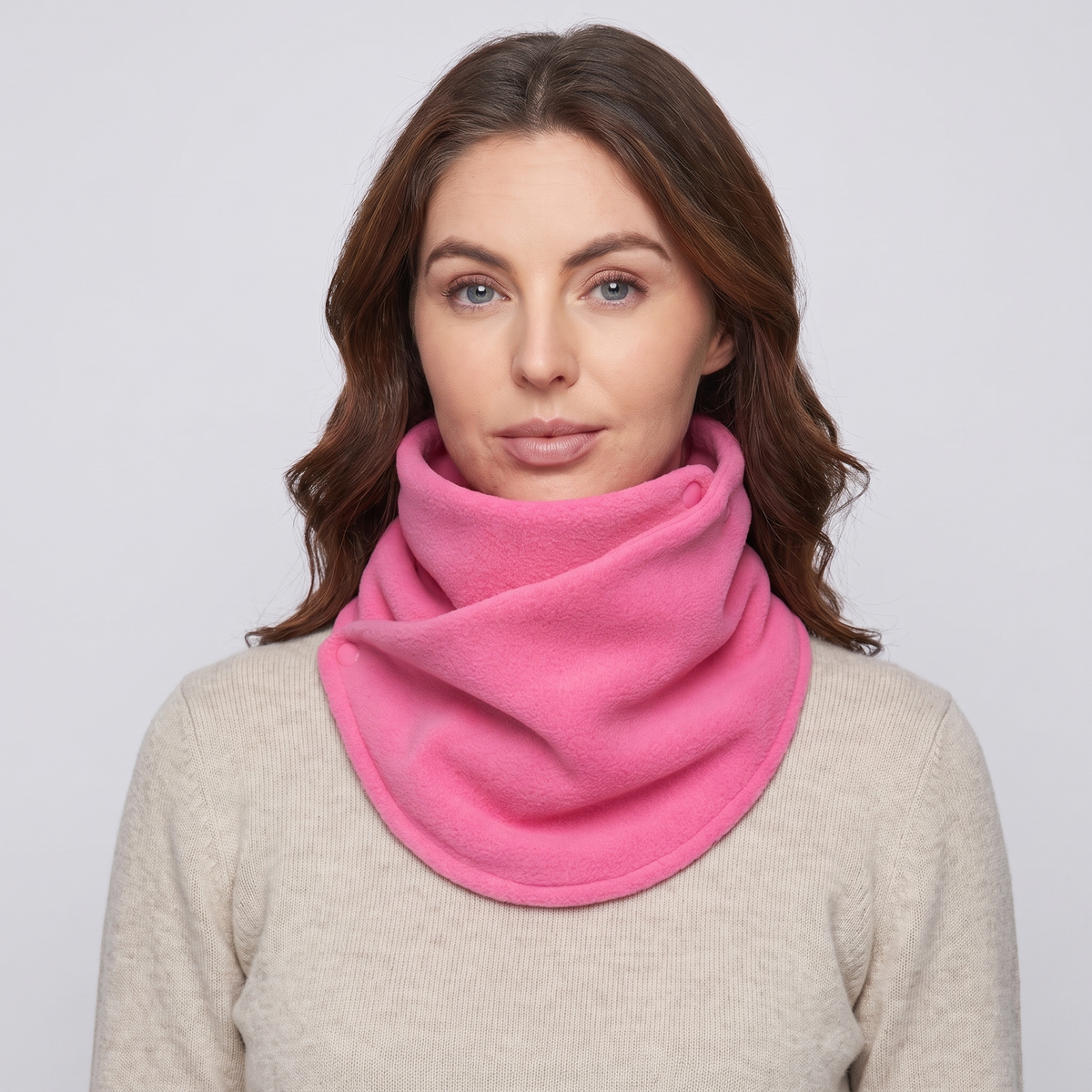Women's Fleece Neck Warmer Snood with Popper Fastening