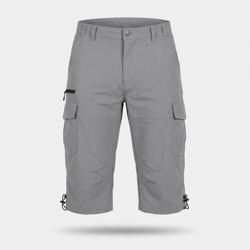 Men’s 3/4 Cargo Shorts with Multiple Pockets and Adjustable Hem Drawcords