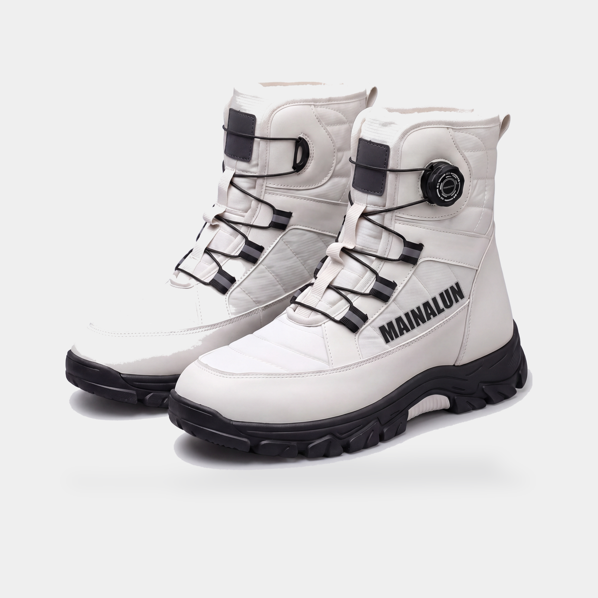 Men's High Top Winter Boots with Rotary Dial Lacing and Plush Lining