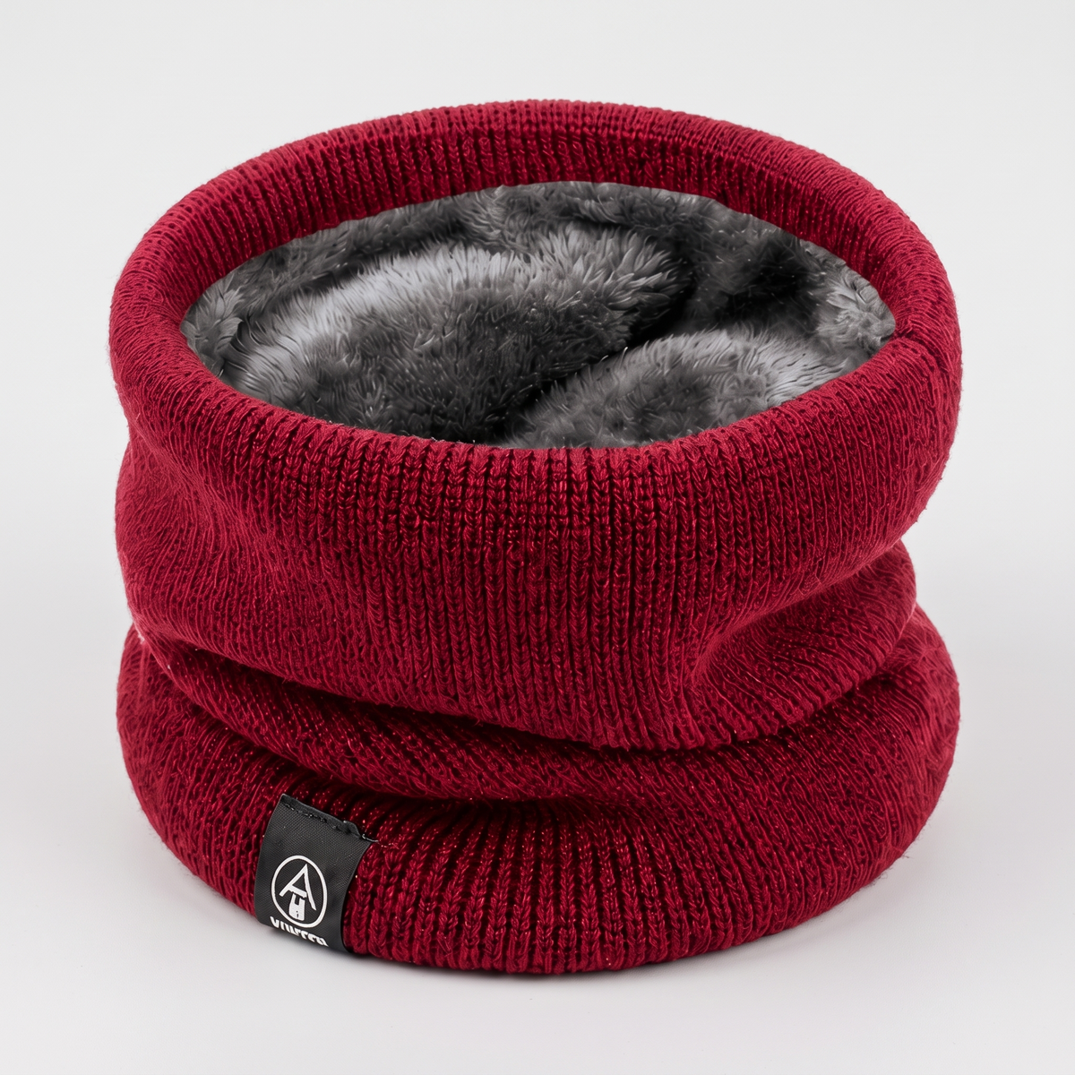 Men's Plush Lined Ribbed Knit Snood Neck Warmer