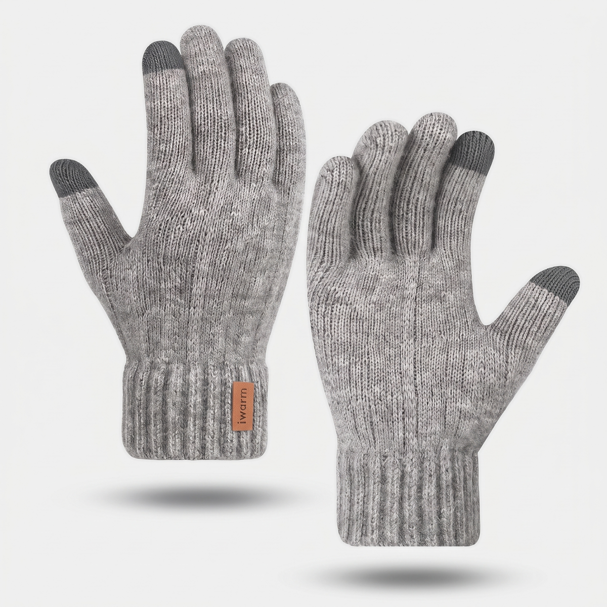 Men's Touchscreen Knitted Gloves with Deep Ribbed Cuff