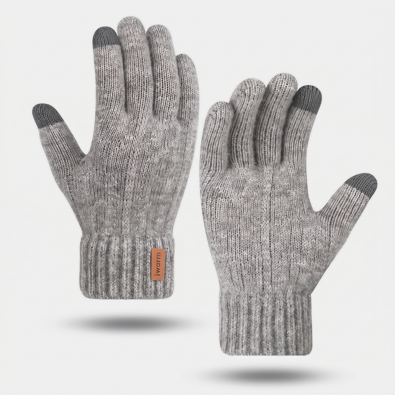 Men's Touchscreen Knitted Gloves with Deep Ribbed Cuff