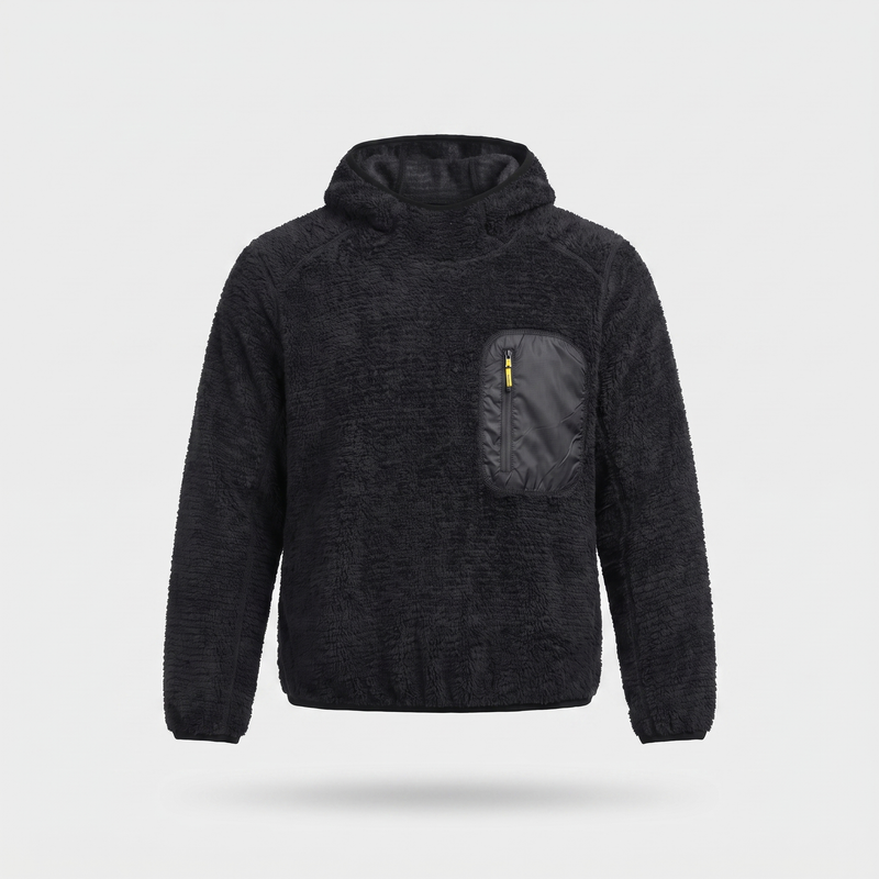 Men's Sherpa Fleece Hoodie with Zip Chest Pocket
