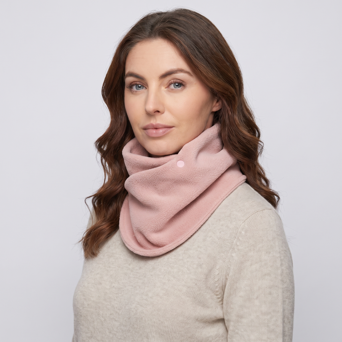 Women's Fleece Neck Warmer Snood with Popper Fastening