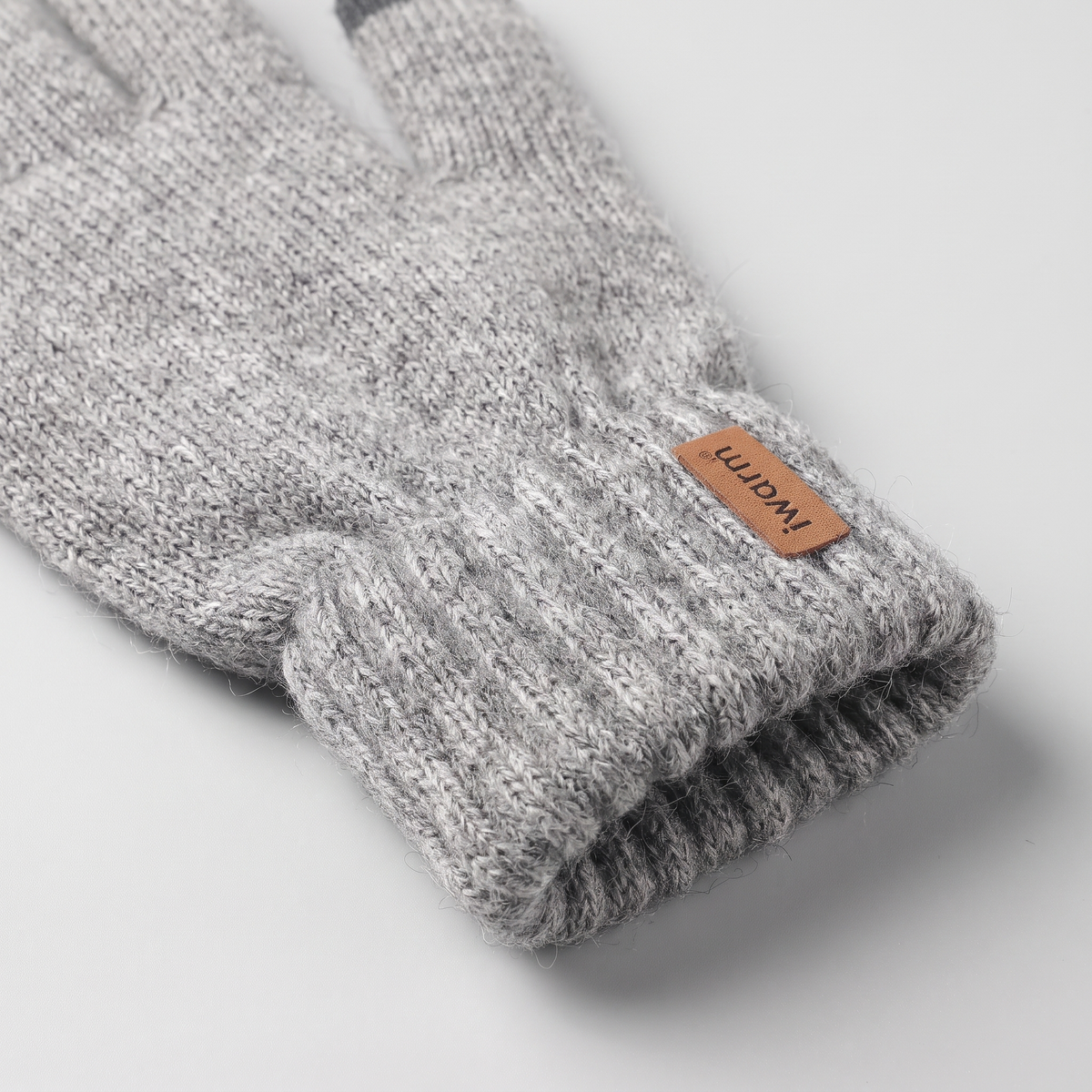 Men's Touchscreen Knitted Gloves with Deep Ribbed Cuff
