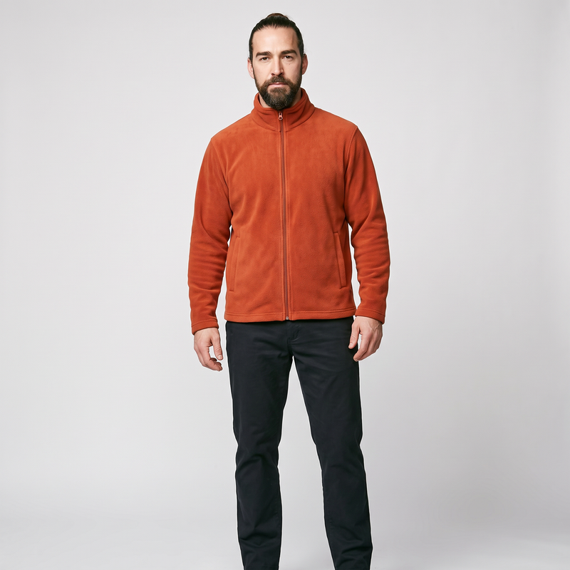 Men's Full Zip Fleece Jacket with Stand Collar