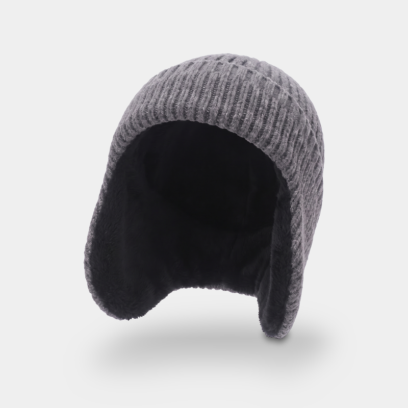 Men's Fleece Lined Beanie with Fold Down Ear Flaps