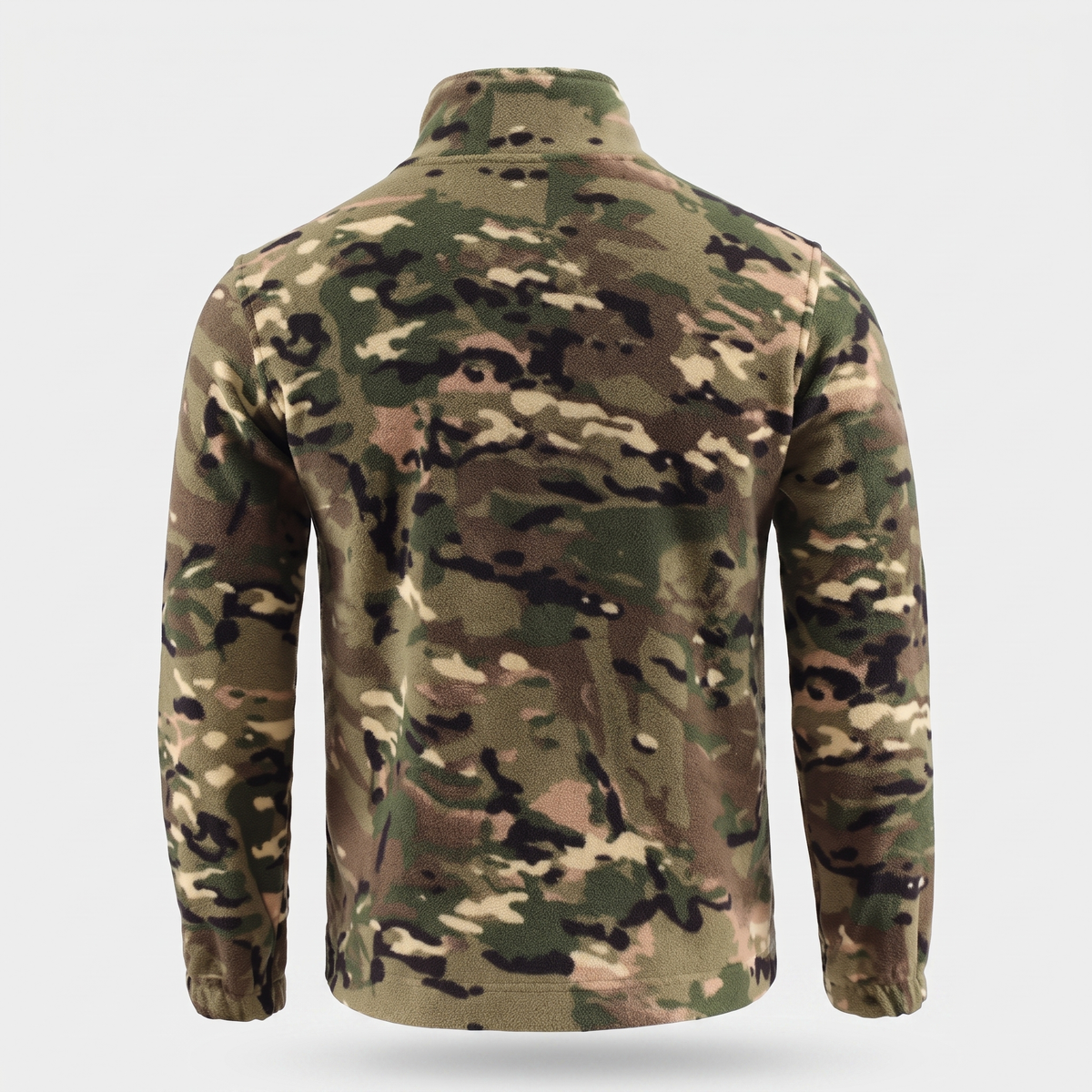 Men's Camo Fleece Jacket with Stand Up Collar and Zip Pockets