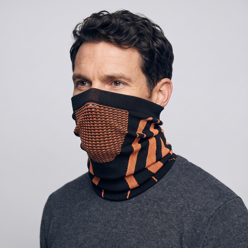 Men's Knitted Snood with Open Knit Honeycomb Panel