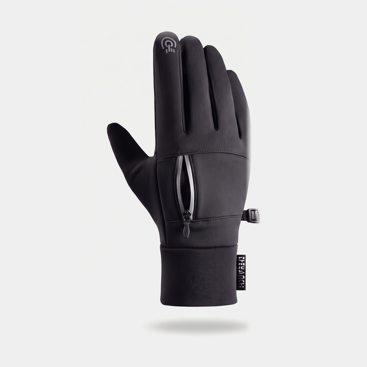 Men's Touchscreen Running Gloves with Zip Pocket and Grip Palm