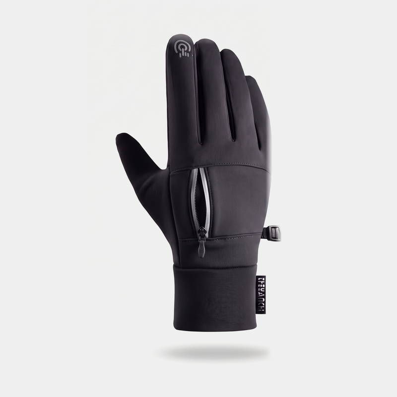 Men's Touchscreen Running Gloves with Zip Pocket and Grip Palm