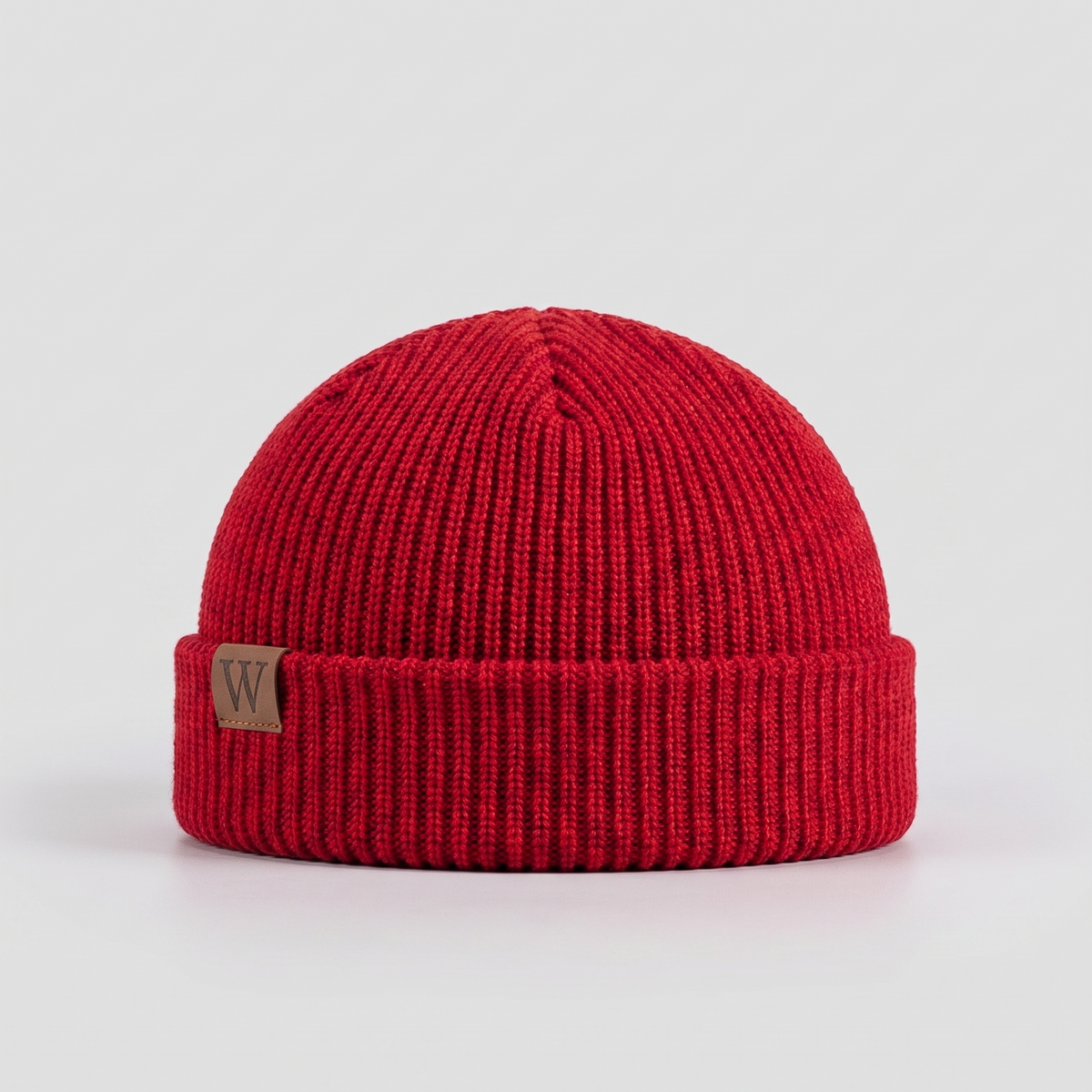 Men's Short Crown Ribbed Beanie with Deep Turned Cuff