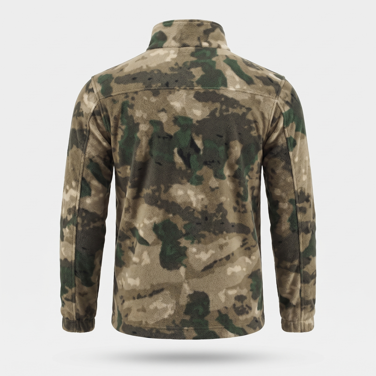Men's Camo Fleece Jacket with Stand Up Collar and Zip Pockets