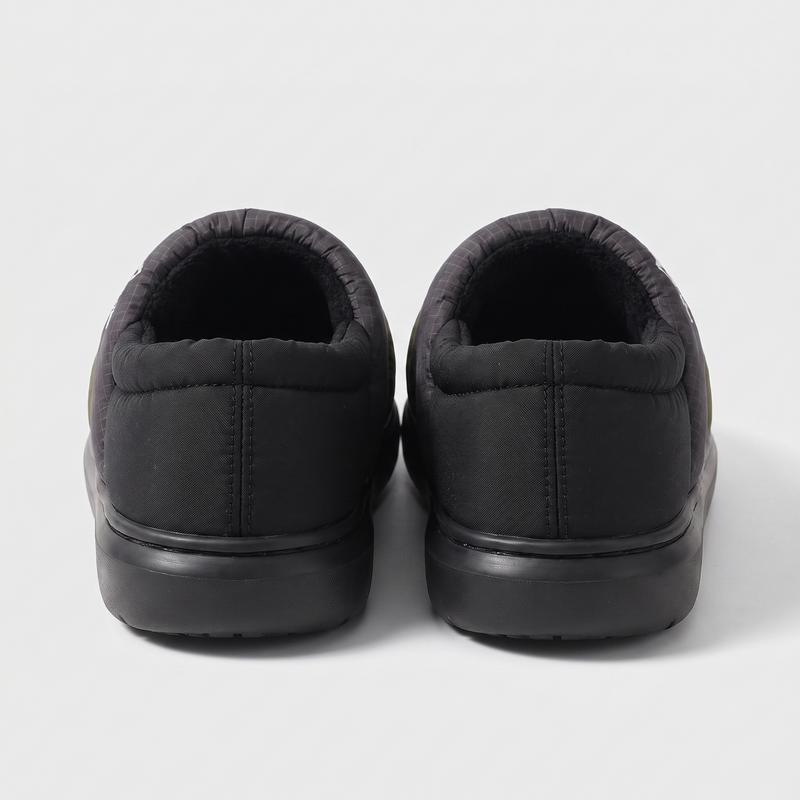 Men's Fleece Lined Camp Slippers with Ribbed Outdoor Sole