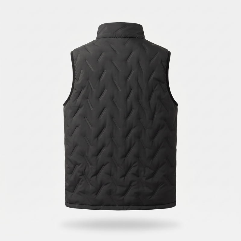 Men's Quilted Fleece Lined Vest with Stand Collar