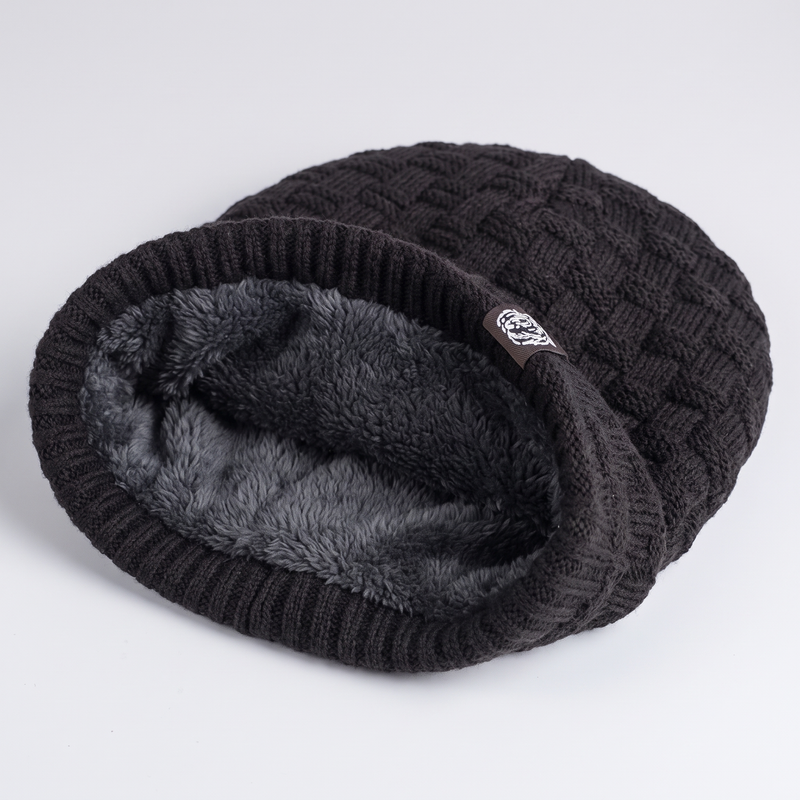 Men's Slouchy Basketweave Beanie with Full Fleece Lining