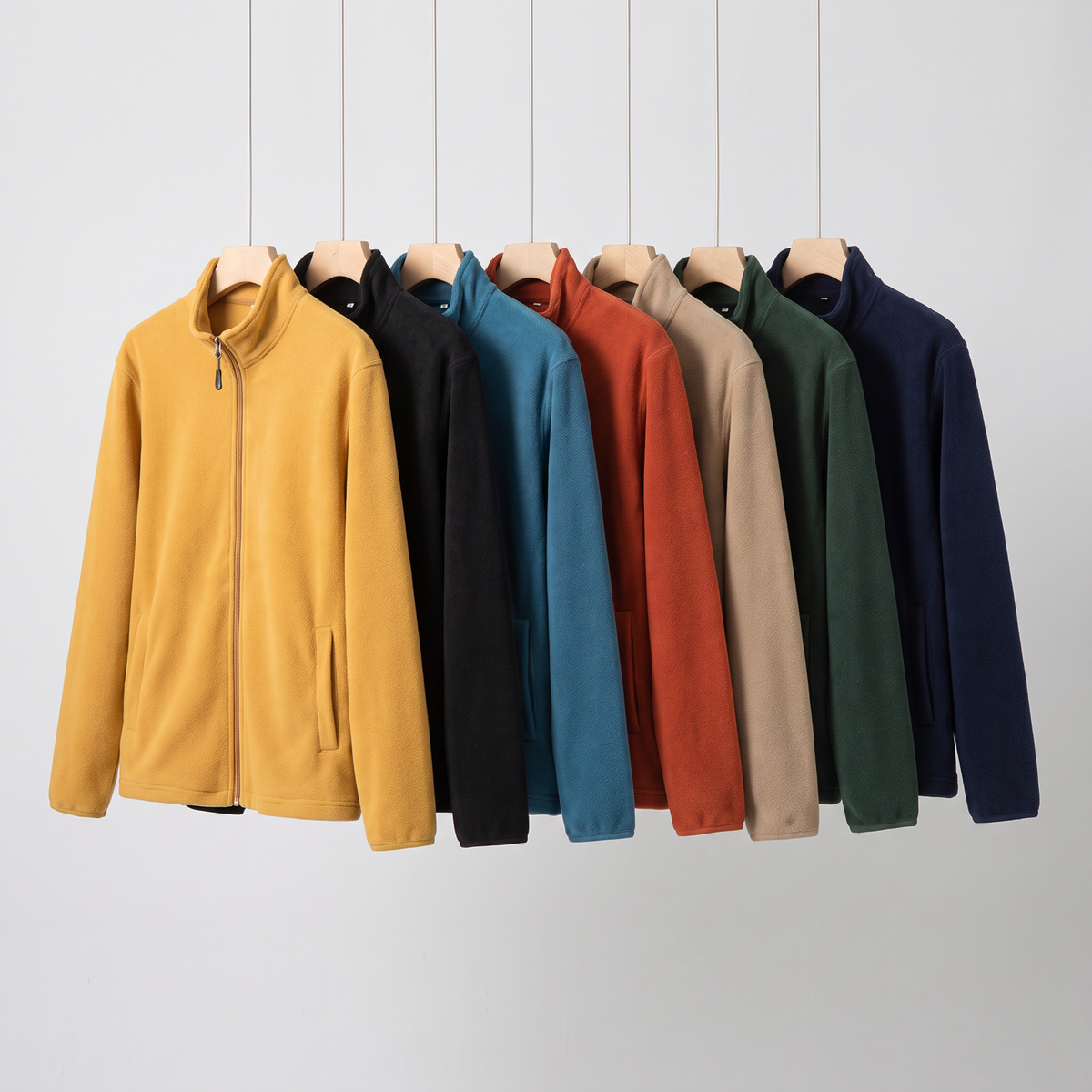 Men's Full Zip Fleece Jacket with Stand Collar